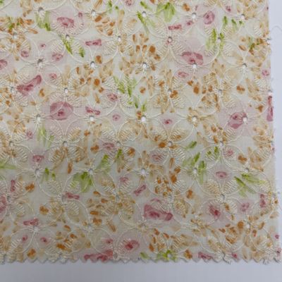 Printed Garment Cotton Embroidery Fabric Material Colors M04-LK010