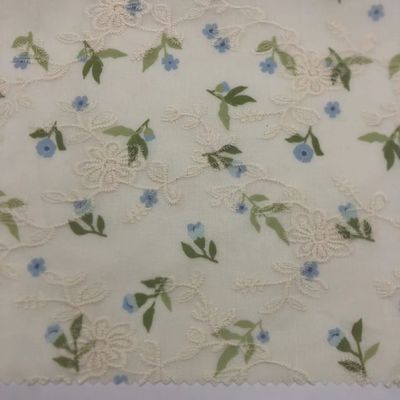 Printed Cotton Embroidery Fabric Textile Various Yarn Count Eco Friendly M04-LK011