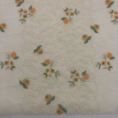 Printed Cotton Embroidery Fabric Textile Various Yarn Count Eco Friendly M04-LK011