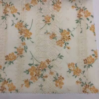 Printed Cotton Embroidery Fabric Textile Various Yarn Count Eco Friendly M04-LK011