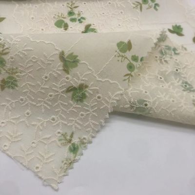 Printed Cotton Embroidery Fabric Textile Various Yarn Count Eco Friendly M04-LK011