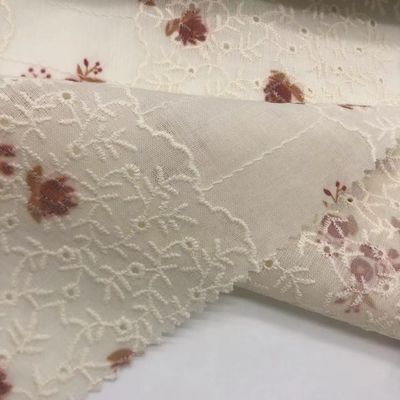 Printed Cotton Embroidery Fabric Textile Various Yarn Count Eco Friendly M04-LK011