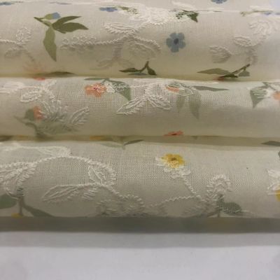 Printed Cotton Embroidery Fabric Textile Various Yarn Count Eco Friendly M04-LK011