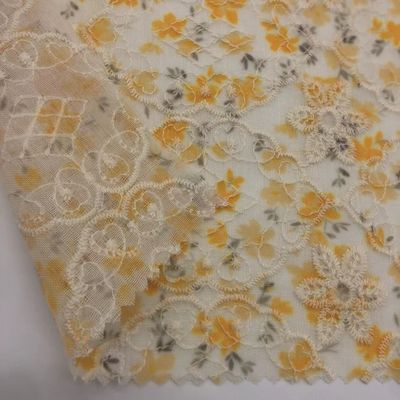 Printed Cotton Embroidery Fabric Textile Various Yarn Count Eco Friendly M04-LK011