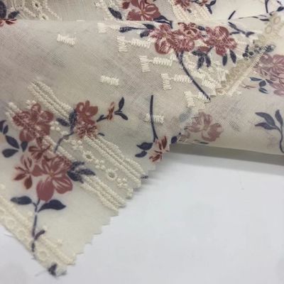 Printed Cotton Embroidery Fabric Textile Various Yarn Count Eco Friendly M04-LK011