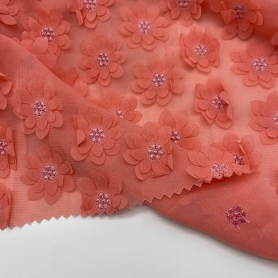 Polyester Embroidered Cotton Voile Fabric Material Yarn Count M04-027