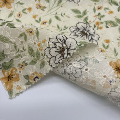 Printed Garment embroidered cotton net fabric Material MO4-LK010