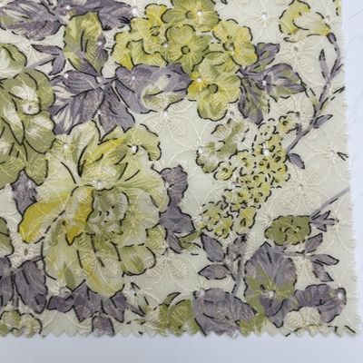 Printed Garment embroidered cotton net fabric Material MO4-LK010