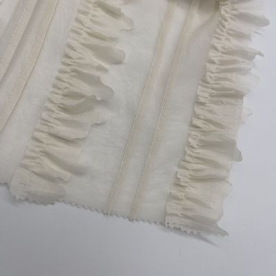 Eco Friendly Embroidered Cotton Lace Fabric Cloth Various Yarn Count M10-004