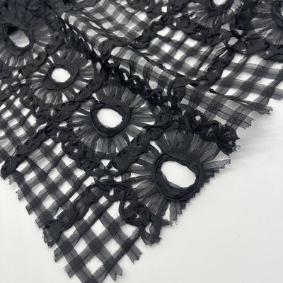 100% Polyester Lace Cotton Embroidery Fabric Textile N07-076