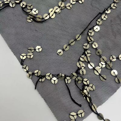 Mesh  Sequins Embroidery  100% P  Gold Sequin Add Difference Net Fabric For Dress