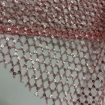 Customization Sequin Mesh  Embroidery Fabric 100% Polyester  For Party Dresses