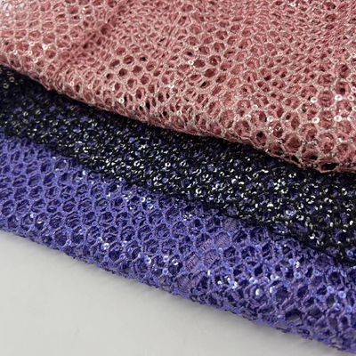 Customization Sequin Mesh  Embroidery Fabric 100% Polyester  For Party Dresses