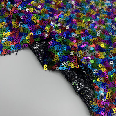 Glitzy Sequins Embroidery Design 95% polyester 5% Spandex Colorful Sequin Fabric For Vest