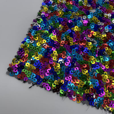Glitzy Sequins Embroidery Design 95% polyester 5% Spandex Colorful Sequin Fabric For Vest