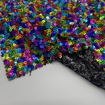 Glitzy Sequins Embroidery Design 95% polyester 5% Spandex Colorful Sequin Fabric For Vest