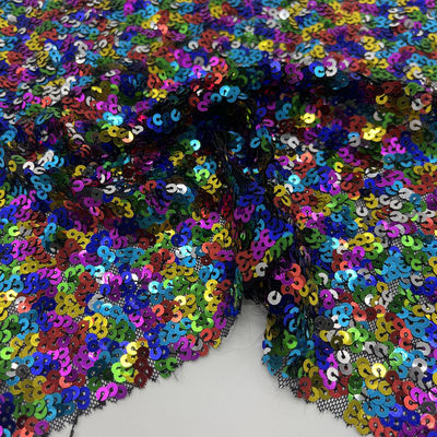 Glitzy Sequins Embroidery Design 95% polyester 5% Spandex Colorful Sequin Fabric For Vest