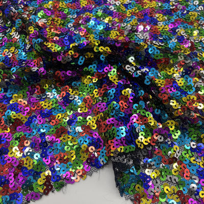Glitzy Sequins Embroidery Design 95% polyester 5% Spandex Colorful Sequin Fabric For Vest