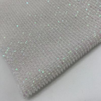 Sequins Mesh Embroidery Fabric 100% Polyester Shiny Color For Sequin Skirts