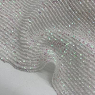 Sequins Mesh Embroidery Fabric 100% Polyester Shiny Color For Sequin Skirts