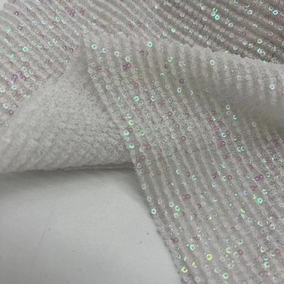 Sequins Mesh Embroidery Fabric 100% Polyester Shiny Color For Sequin Skirts