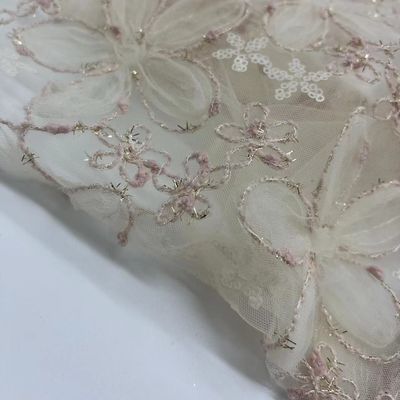 Sequins Embroidery Fabric 100% Polyester Soft And Comfortable For Sequin Dresses