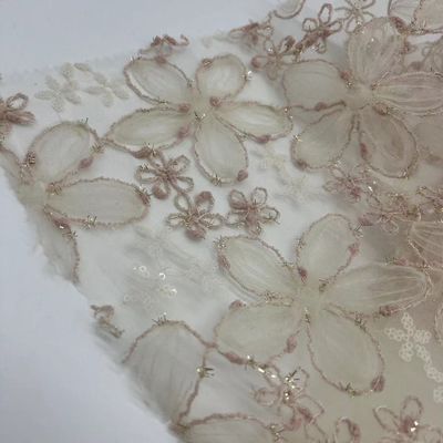 Sequins Embroidery Fabric 100% Polyester Soft And Comfortable For Sequin Dresses