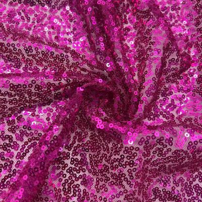 Glitzy Sequins Embroidery Design 100% Polyester Purple Fabric For Cloth