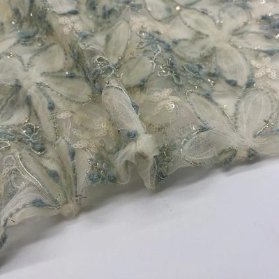 Sequins Embroidery Fabric 100% Polyester Soft And Comfortable For Sequin Dresses