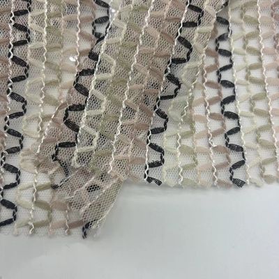 Soft Mesh Embroidery Fabric 100% Polyester Unique For Women Garments And Bags